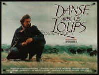 8y042 DANCES WITH WOLVES French 23x32 '91 Kevin Costner & Native American Indians!