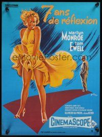 8y058 SEVEN YEAR ITCH French 23x32 R80s Billy Wilder, great sexy art of Marilyn Monroe!