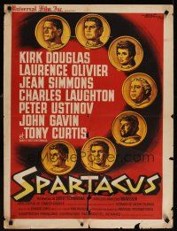 8y062 SPARTACUS French 23x32 '61 classic Stanley Kubrick & Kirk Douglas epic, Joseph Koutachy art!