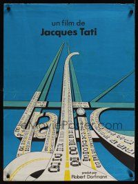 8y065 TRAFFIC French 23x32 '71 Jacques Tati as Mr. Hulot, cool highway art!