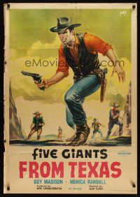 8y589 FIVE FOR REVENGE Italy/Eng 1sh '66 cool Mos artwork of cowboy Guy Madison!