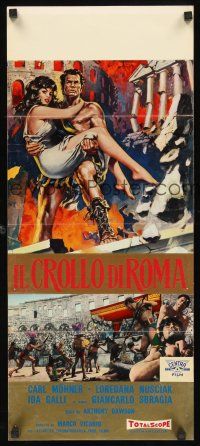 8y703 FALL OF ROME Italian locandina '63 Margheriti's Il Crollo di Roma, cool sword & sandal art!