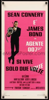 8y773 YOU ONLY LIVE TWICE Italian locandina R70s art of Sean Connery as James Bond with gun!