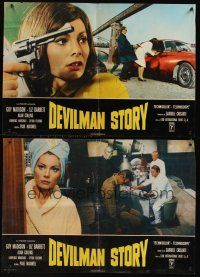 8y637 DEVILMAN STORY 6 Italian photobustas '67 Guy Madison, Luisa Baratto, action thriller!
