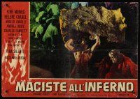 8y654 WITCH'S CURSE Italian photobusta '62 Kirk Morris as Maciste lifts boulder!