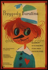 8y103 ADVENTURES OF BURATINO Polish 23x33 '60 Priklyucheniya Buratino, Huskowska art of boy!