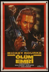 8y008 PRAYER FOR THE DYING Turkish '87 cool artwork of smoking Mickey Rourke with shotgun!