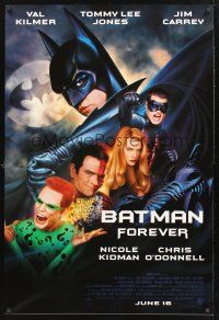 8z075 BATMAN FOREVER advance 1sh '95 Val Kilmer, Nicole Kidman, Tommy Lee Jones, Jim Carrey