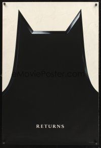 8z077 BATMAN RETURNS cowl style teaser 1sh '92 Michael Keaton, DeVito, Michelle Pfeiffer, Burton!