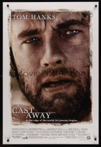 8z206 CAST AWAY style A DS 1sh '00 Tom Hanks stranded alone on a desert island, Robert Zemeckis