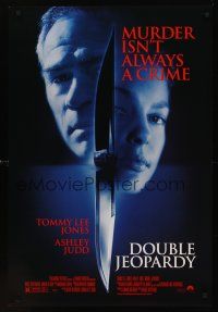 8z340 DOUBLE JEOPARDY DS 1sh '99 cool close-up of Tommy Lee Jones & Ashley Judd!