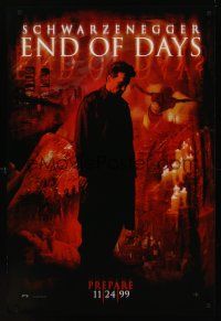 8z355 END OF DAYS teaser DS 1sh '99 grizzled Arnold Schwarzenegger, cool creepy horror images!