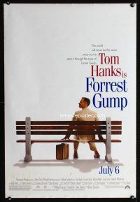 8z422 FORREST GUMP DS advance 1sh '94 Tom Hanks sits on bench, Robert Zemeckis classic!