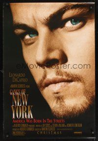 8z439 GANGS OF NEW YORK advance 1sh '02 Martin Scorsese, close-up of Leonardo DiCaprio!