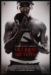 8z449 GET RICH OR DIE TRYIN' advance DS 1sh '05 Curtis 50 Cent Jackson holding baby!