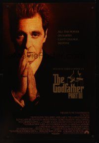 8z471 GODFATHER PART III int'l DS 1sh '90 Al Pacino, Andy Garcia, Sofia & Francis Ford Coppola