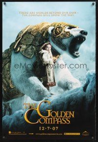 8z481 GOLDEN COMPASS teaser DS 1sh '07 Nicole Kidman, Daniel Craig, Dakota Blue Richards w/bear!