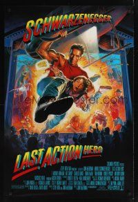 8z565 LAST ACTION HERO 1sh '93 cool artwork of Arnold Schwarzenegger by Morgan!