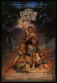8z622 NATIONAL LAMPOON'S EUROPEAN VACATION 1sh '85 Boris Vallejo art with strongman Chevy Chase!