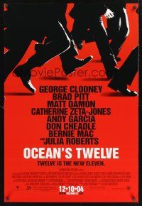 8z636 OCEAN'S TWELVE advance DS 1sh '05 Brad Pitt, George Clooney, Matt Damon, Julia Roberts!
