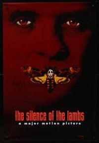 8z693 SILENCE OF THE LAMBS style B teaser DS 1sh '90 great image of Anthony Hopkins with moth!