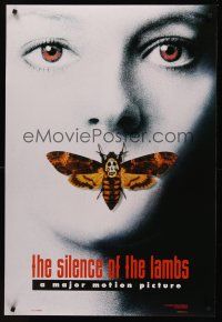 8z692 SILENCE OF THE LAMBS style A teaser DS 1sh '90 great image of Jodie Foster w/moth over mouth!