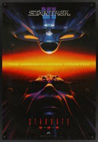 8z712 STAR TREK VI teaser DS 1sh '91 William Shatner, Leonard Nimoy, cool artwork!