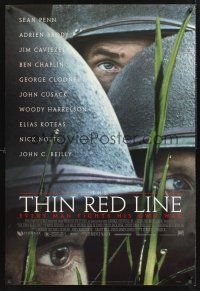 8z736 THIN RED LINE style B DS 1sh '98 Sean Penn, Adrien Brody & George Clooney in WWII