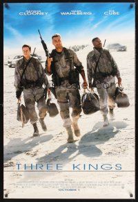 8z739 THREE KINGS advance DS 1sh '99 George Clooney, Mark Wahlberg, & Ice Cube in the Gulf War!
