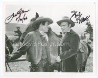 9a063 JACK ELAM/GENE EVANS signed 8x10 REPRO still '96 in cowboy outfits glaring at each other!