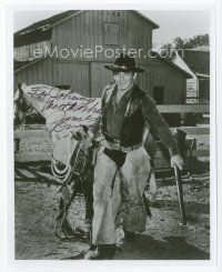9a065 JAMES DRURY signed 8x10 REPRO still '97 great portrait in cowboy outfit with horse by fence!