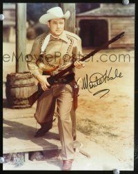 9a080 MONTE HALE signed 8x10 REPRO still '80s full-length cowboy portrait holding rifle!