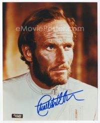 9a052 CHARLTON HESTON signed color 8x10 REPRO still '90s in costume from Planet of the Apes!