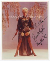 9a067 JANET LEIGH signed color 8x10 REPRO still '87 full-length in sexiest cowgirl costume!