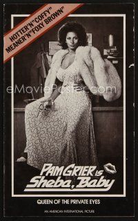 9a309 SHEBA, BABY pressbook '75 great image of sexy Pam Grier, AIP classic, hotter 'n Coffy!