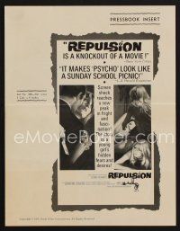 9a303 REPULSION pressbook supplement '65 directed by Roman Polanski, Catherine Deneuve
