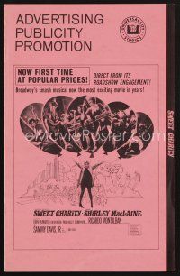 9a314 SWEET CHARITY pressbook '69 Bob Fosse musical, Shirley MacLaine, it's all about love!