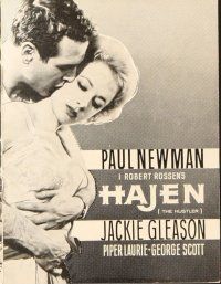 9a161 HUSTLER Danish program '61 pool pros Paul Newman & Jackie Gleason, Piper Laurie, different!
