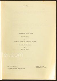 9a213 HOUSE IS NOT A HOME final draft script January 2, 1964, screenplay by Russell Rouse & Greene!