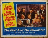 9b132 BAD & THE BEAUTIFUL LC #3 '53 Lana Turner surrounded by men drinking champagne!