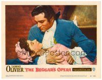 9b023 BEGGAR'S OPERA LC #6 '53 romantic close up of Laurence Olivier embracing Mary Clare!