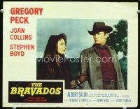 9b179 BRAVADOS LC #2 '58 close up pretty of Joan Collins grabbing Gregory Peck's arm!