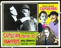 9b204 CAPULINA CONTRA LOS VAMPIROS Spanish/U.S. LC '71 Mexican vampire attacks man in suit of armor!