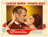 9b022 CARRIE LC #7 '52 romantic close up of Laurence Olivier & Jennifer Jones, William Wyler