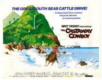 9b045 CASTAWAY COWBOY TC '74 Disney, art of James Garner with lasso in Hawaii on horse in water!