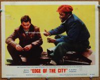 9b266 EDGE OF THE CITY LC #3 '57 John Cassavetes listens to Sidney Poitier's rugged philosophy!