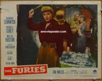 9b307 FURIES LC '50 Barbara Stanwyck threatens her father Walter Huston with scissors!