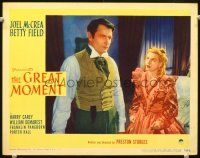 9b342 GREAT MOMENT LC #6 '44 directed by Preston Sturges, close up of Joel McCrea & Betty Field!