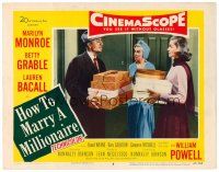9b385 HOW TO MARRY A MILLIONAIRE LC #8 '53 Powell gives gifts to Marilyn Monroe & Lauren Bacall!