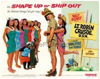 9b069 LT. ROBIN CRUSOE, U.S.N. TC '66 Disney, cool art of Dick Van Dyke with sexy island babes!
